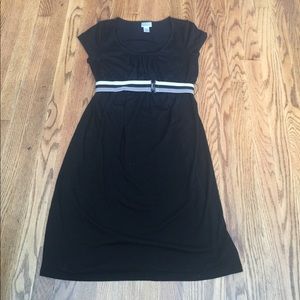 Black maternity dress with belt