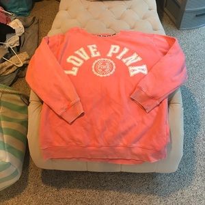 PINK L coral crew neck