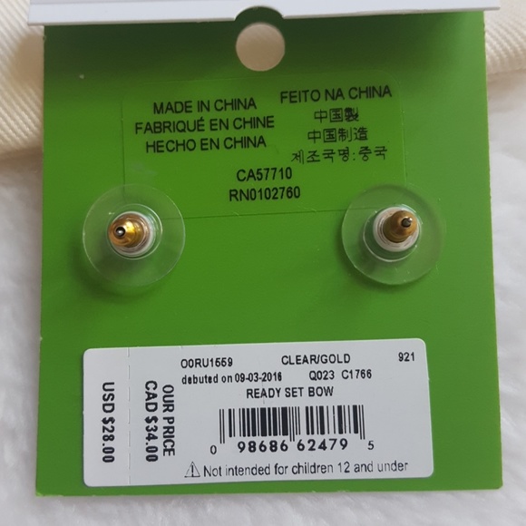 🎀NWT🎀 Kate Spade Gold Bow Earrings - Picture 3 of 3