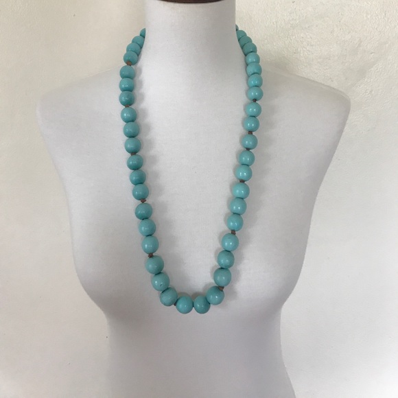 Turquoise wood beaded necklace - Picture 1 of 3