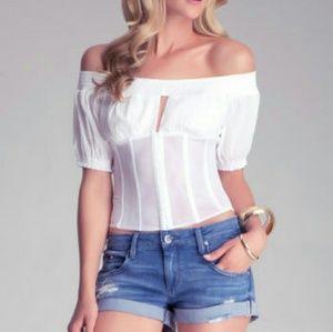 Bebe Off the Shoulder Corset Top Bebe Off the Shoulder Corset Top