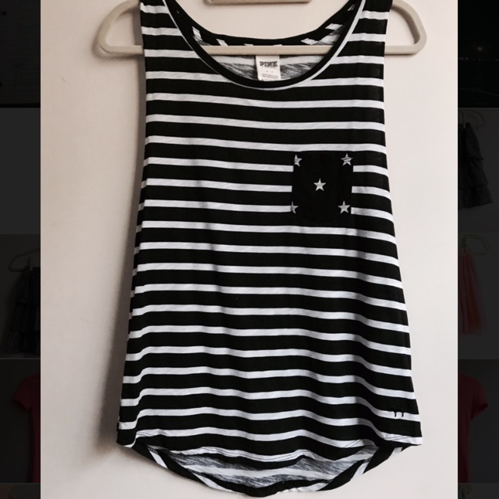 Black and white striped PINK tank top