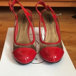 Red patent leather shoes