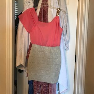 Fabulous coral & gold party dress!