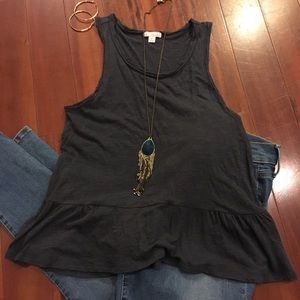 Raw hem peplum tank