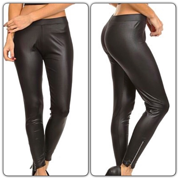 Stunning Faux Leather Zipper Leggings O/S M-XL - Picture 4 of 6