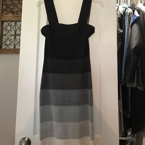 Express Ombré Black to White Bandeau Dress