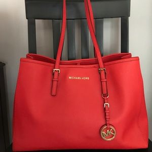 Michael Kors red leather bag
