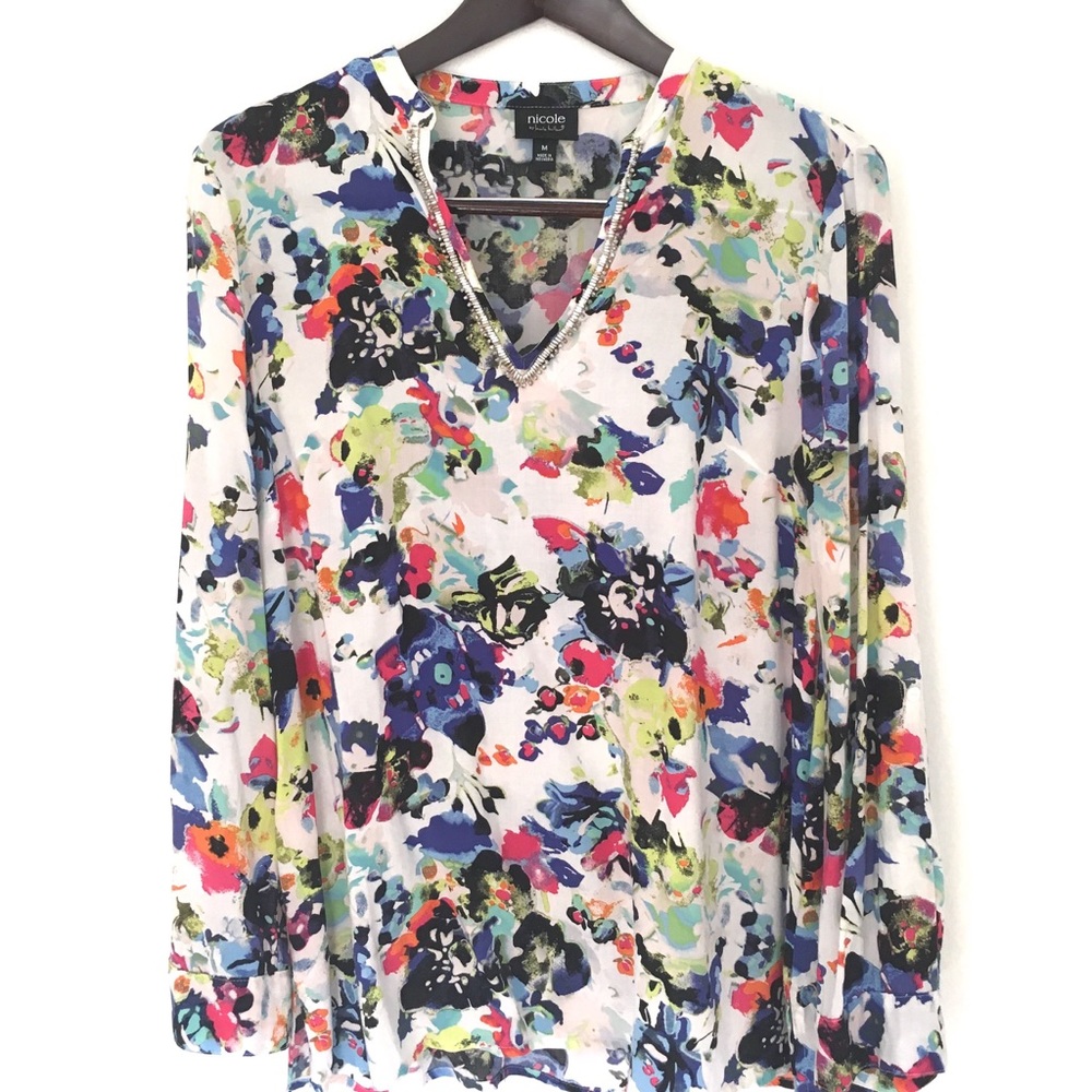 Nicole by Nicole Miller floral silk blouse