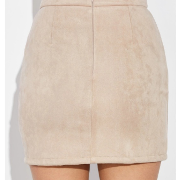 Nude Lace-up Suede Skirt - Picture 3 of 4
