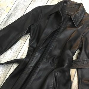 Express genuine leather trench coat
