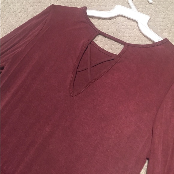 LAST 1: Wine Bell Sleeve Fit and Flare Dress - Picture 6 of 6