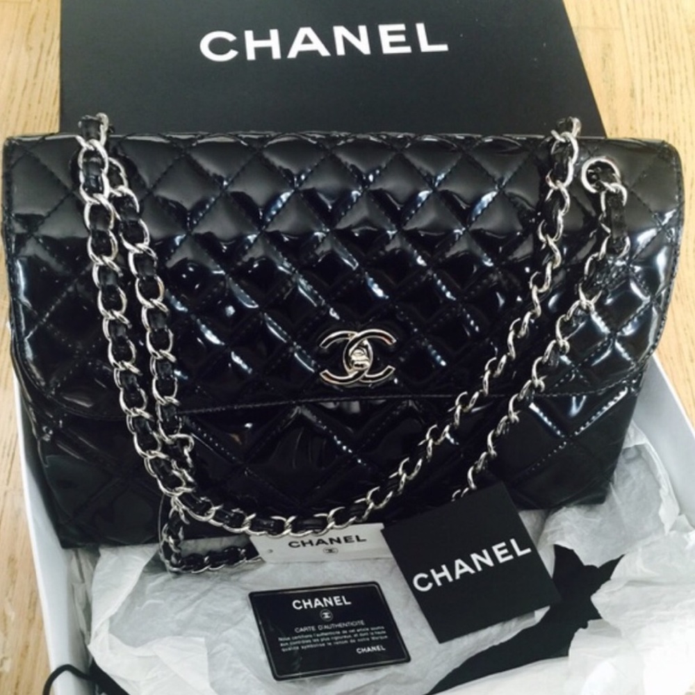 Chanel Patent Leather 'In The Business' Jumbo Flap