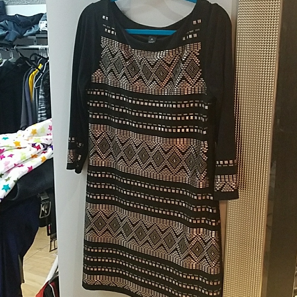 Whbm black with gold adornment dress