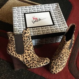 Leopard print pony hair bootie