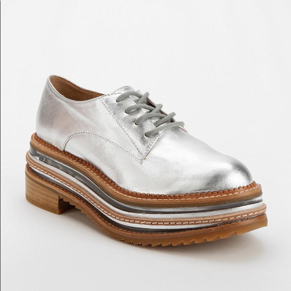 Jeffrey Campbell Jagger silver platform oxfords 
