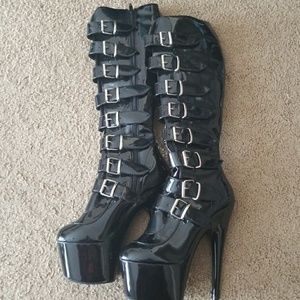 Pleaser ADORE-2043 Buckled Knee High Boots