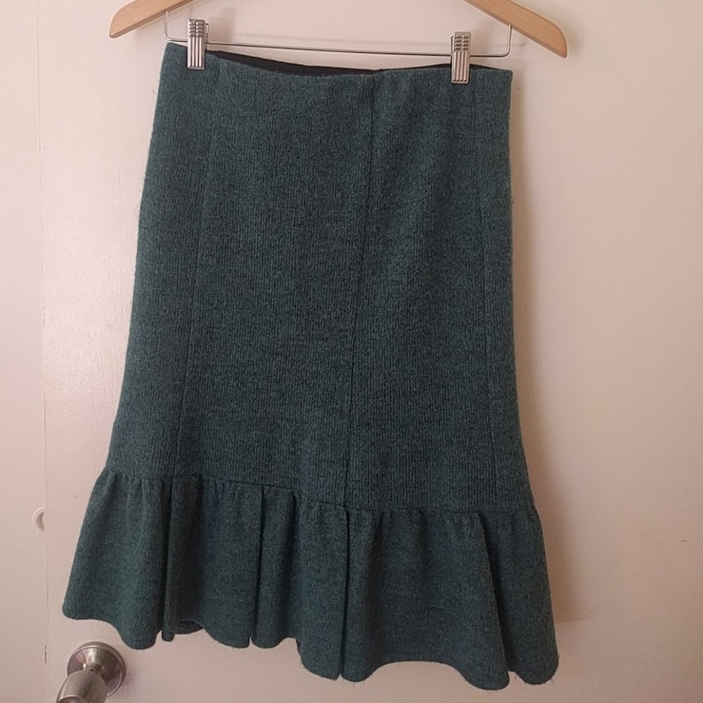 Nanette Lepore teal wool knit skirt sz s