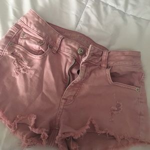 American eagle light pink denim shorts