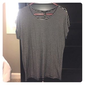 Black shirt with white stripes