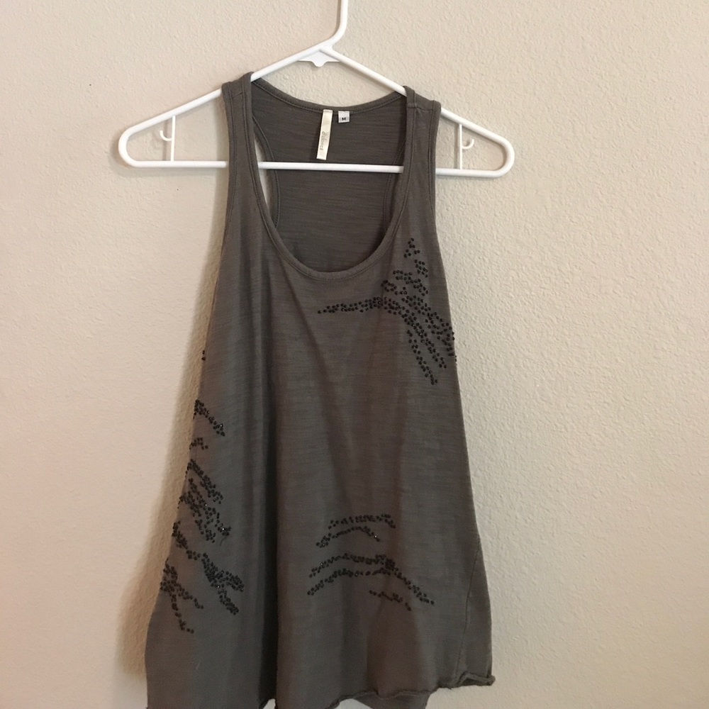 Olive tank top with beading