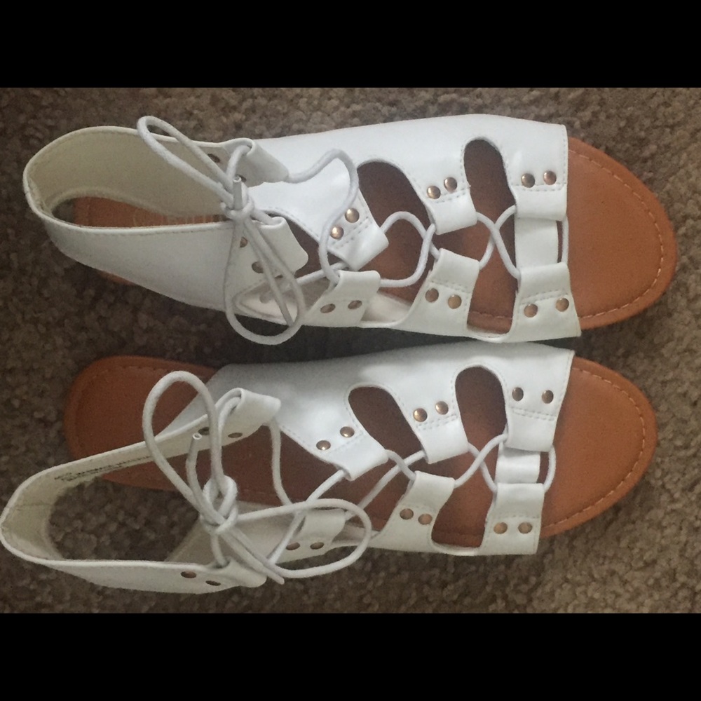 White gladiator sandals