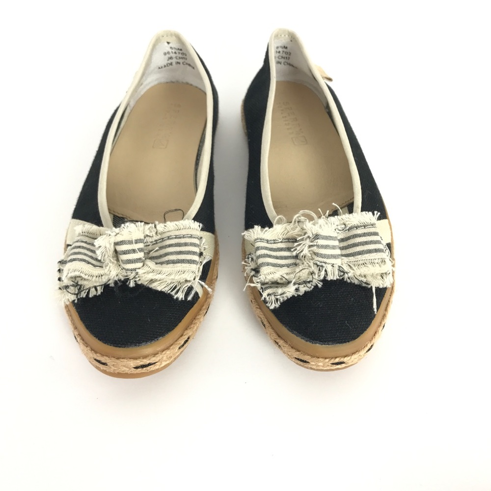 Women's Sperry Top Sider Black Canvas Flats 6 1/2M