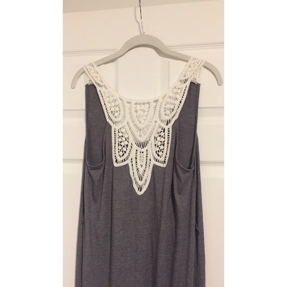 Gray with Lace Back Maxi Dress