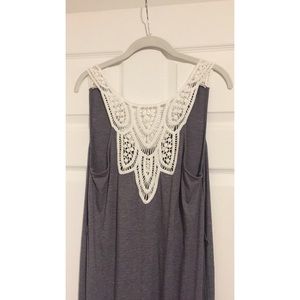Gray with Lace Back Maxi Dress