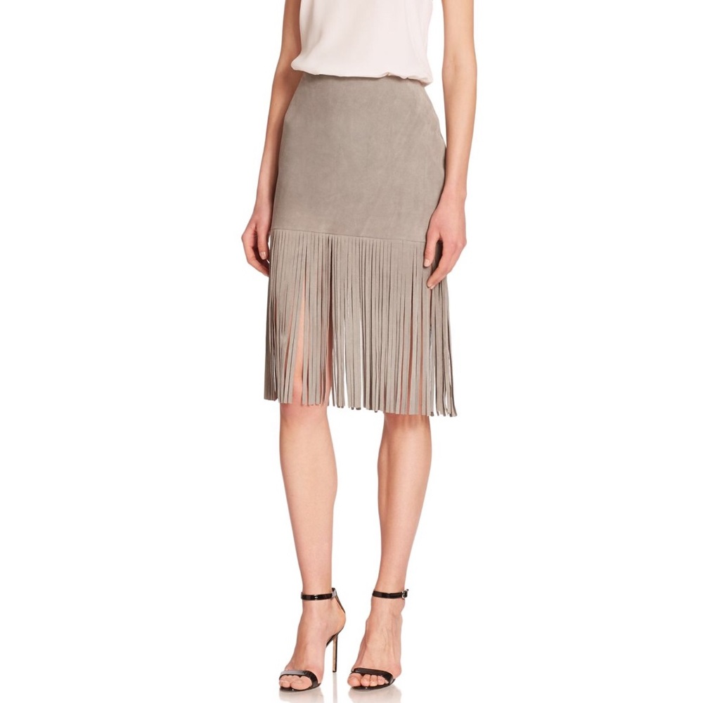 ThePerfext NEW XS tan suede skirt retails $985