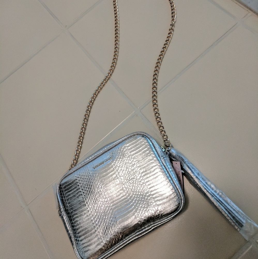Victorias secret metallic silver crossbody