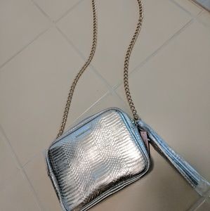 Victorias secret metallic silver crossbody