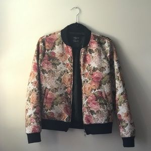 ZARA Trafaluc floral bomber jacket with black dots