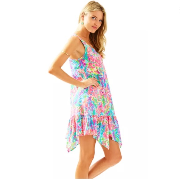 Lilly Pulitzer Dress Large Hampton Multi Fan Sea - Picture 2 of 7