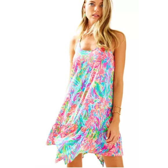Lilly Pulitzer Dress Large Hampton Multi Fan Sea - Picture 3 of 7