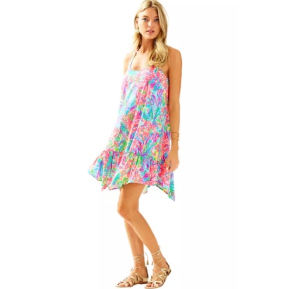 Lilly Pulitzer Dress Large Hampton Multi Fan Sea - Picture 4 of 7