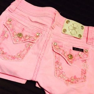 HOT pink bling little girls Miss Me shorts size 12