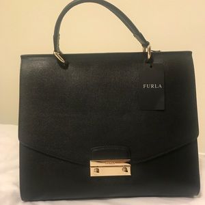 Furla black leather handbag