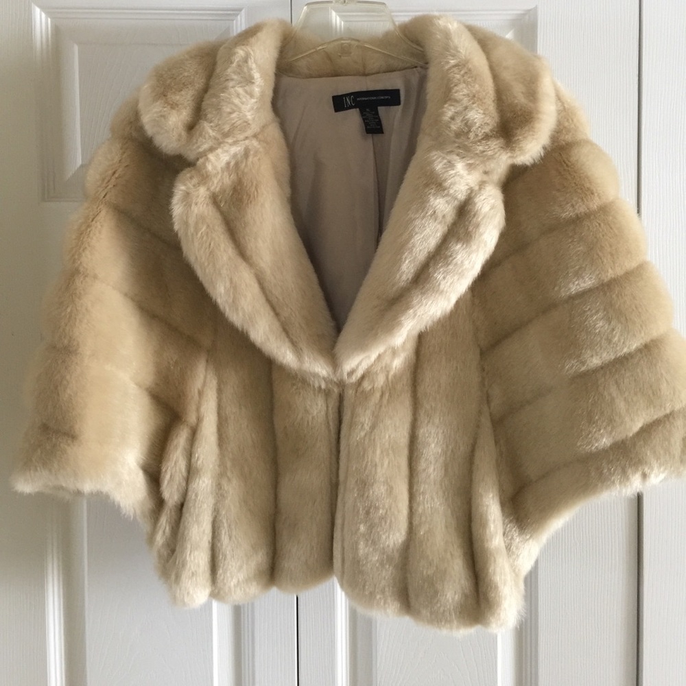 INC Faux Fur Capelet