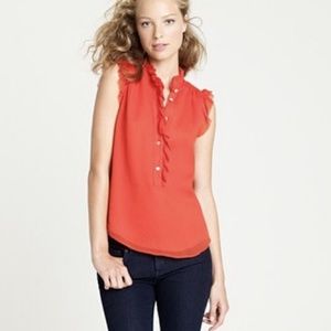 J.CREW 100% SILK CHERRY RED NATASHA BLOUSE J.CREW 100% SILK CHERRY RED NATASHA BLOUSE