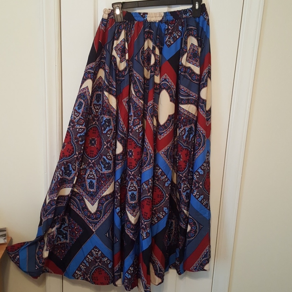 Flowy long skirt.  High waisted.