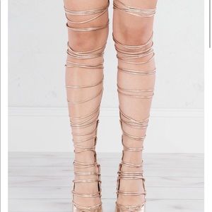 Akira Thigh High Lace Up Heel Akira Thigh High Lace Up Heel