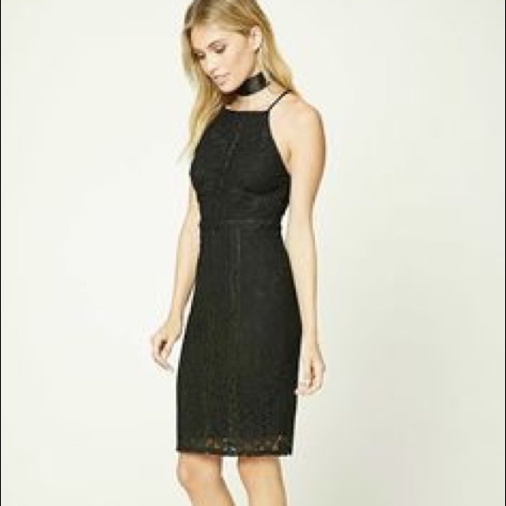 NWT Forever 21 Embroidered Black Lace Dress