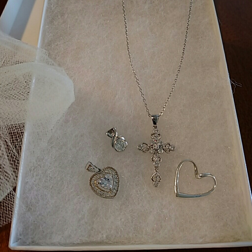 Sterling Silver Chain with 4 Pendants