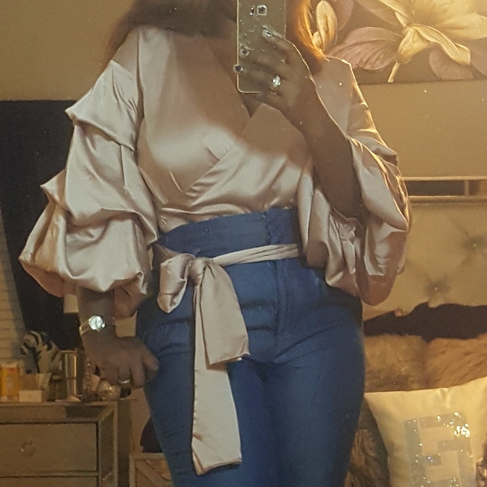 Satin Ruffle Blouse