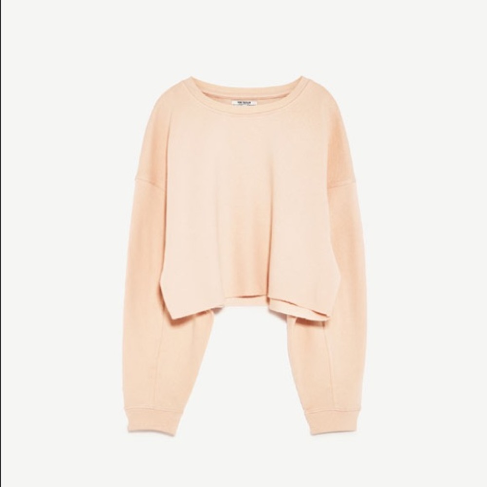 Zara Trafaluc Pink cropped sweatshirt Sz S