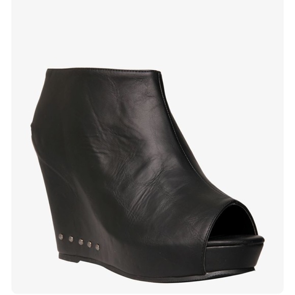 black wedge booties peep toe