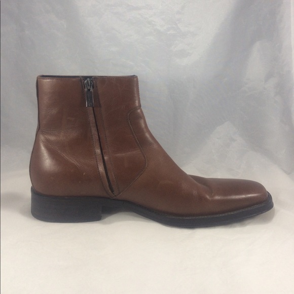 Brown leather Kenneth Cole zip up ankle boots - Picture 4 of 8