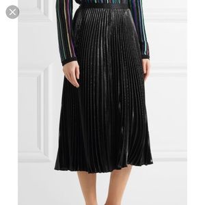 Heavyn pleated metallic midi skirt
