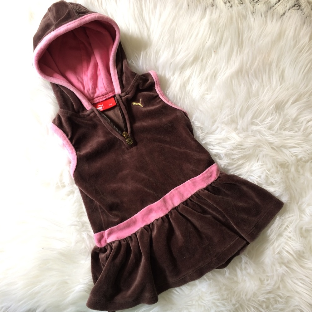 3 for $15 Puma Brown Velour Hooded Dress 18mo